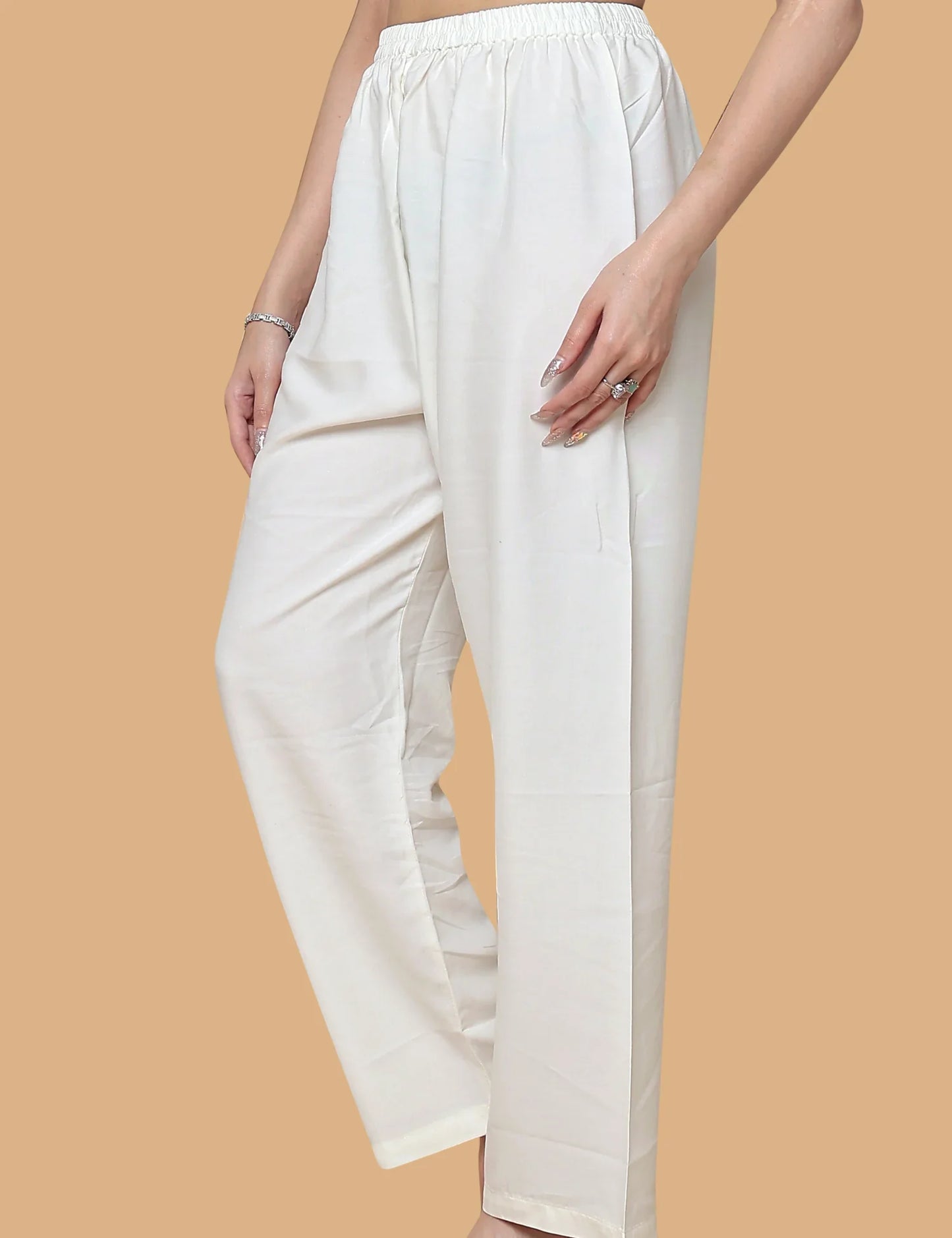 Women’s Cream Plain Cotton Palazzo