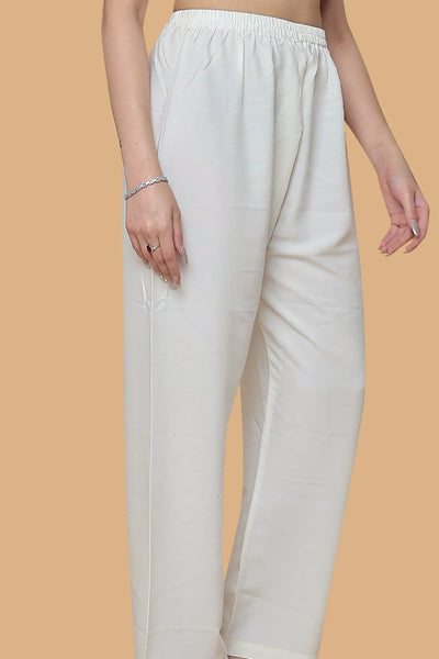 Women’s Cream Plain Cotton Palazzo