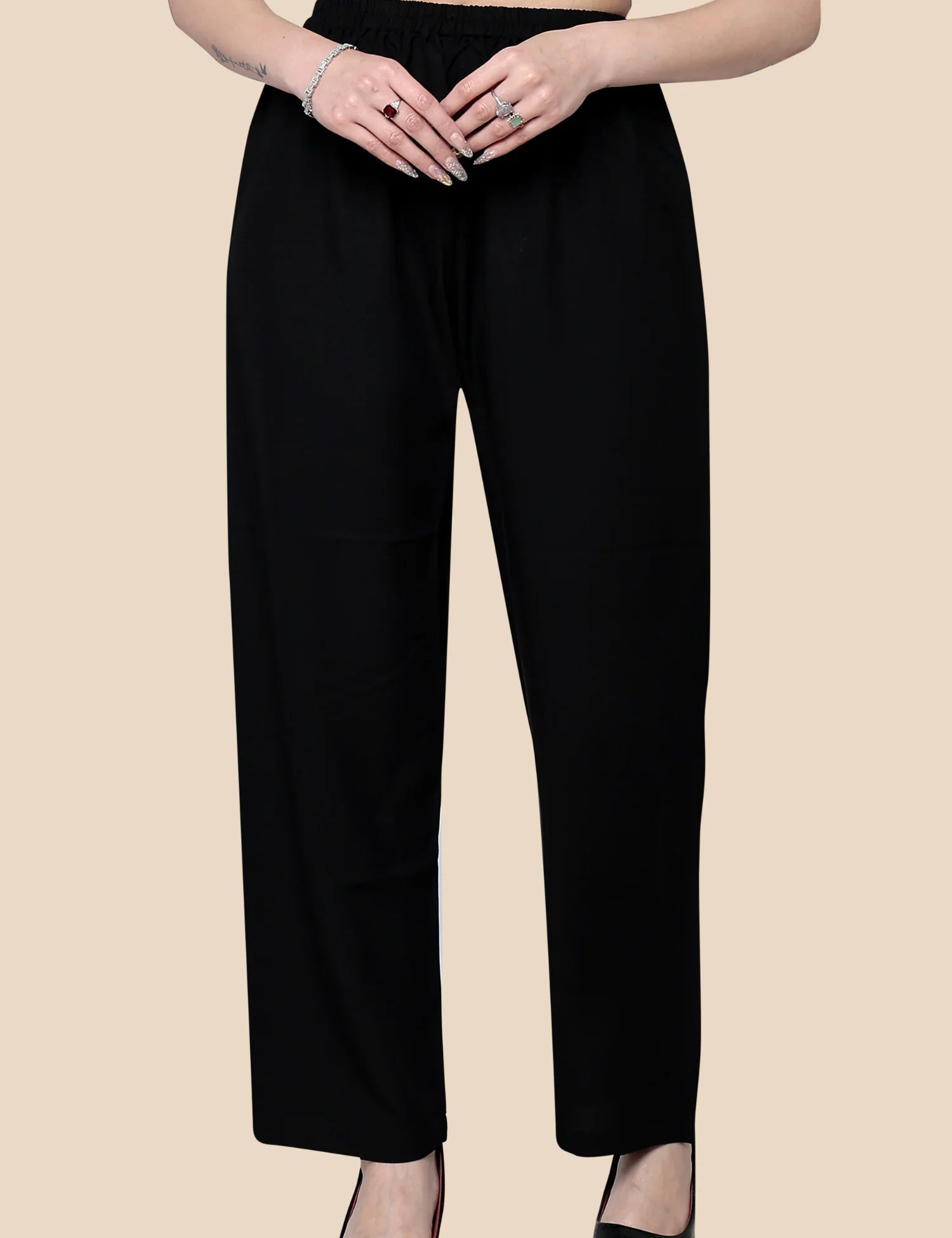 Women’s Black Plain Cotton Palazzo