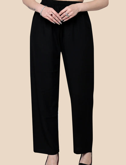Women’s Black Plain Cotton Palazzo