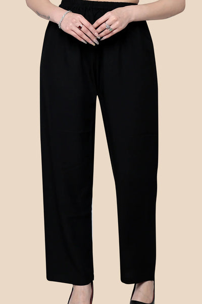 Women’s Black Plain Cotton Palazzo