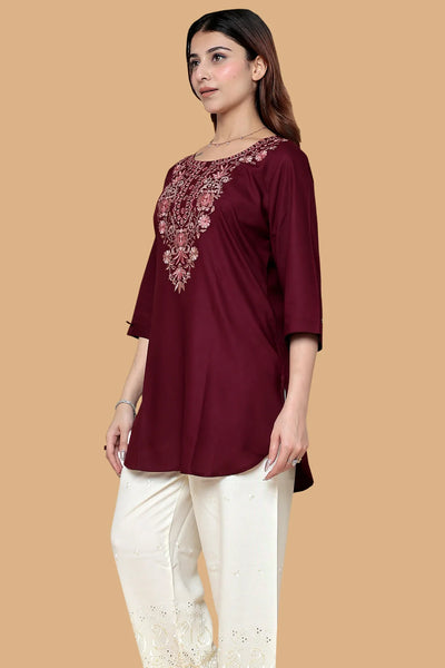 Red Printed Short Kurti for Women