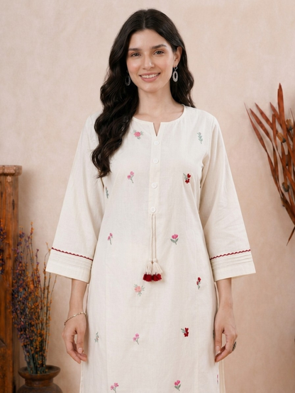 White Coord Set embroidery detail