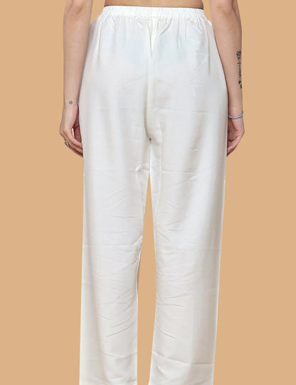 Women’s Cream Plain Cotton Palazzo
