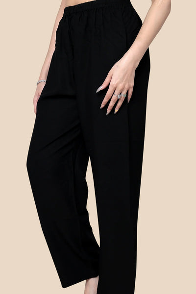 Women’s Black Plain Cotton Palazzo