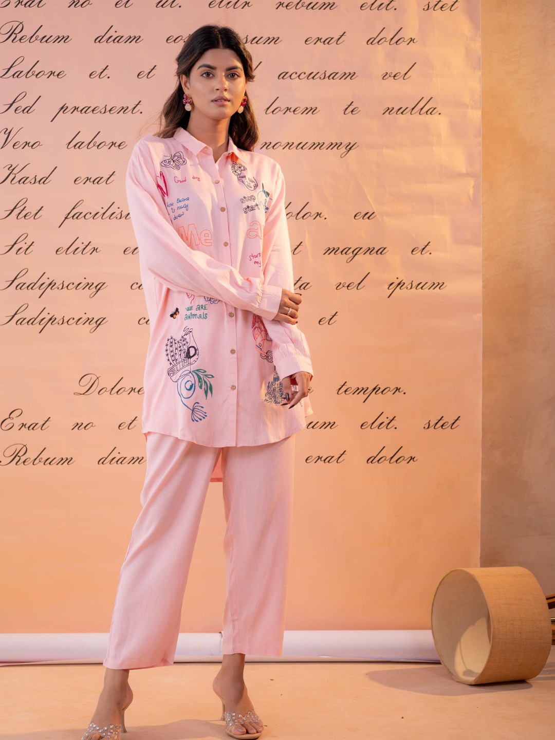 Light Pink Linen Co-Ord Set - front view