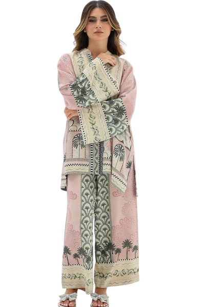 Women's Printed Co-Ord Set – Pink Floral Kurta & Wide Leg Pants