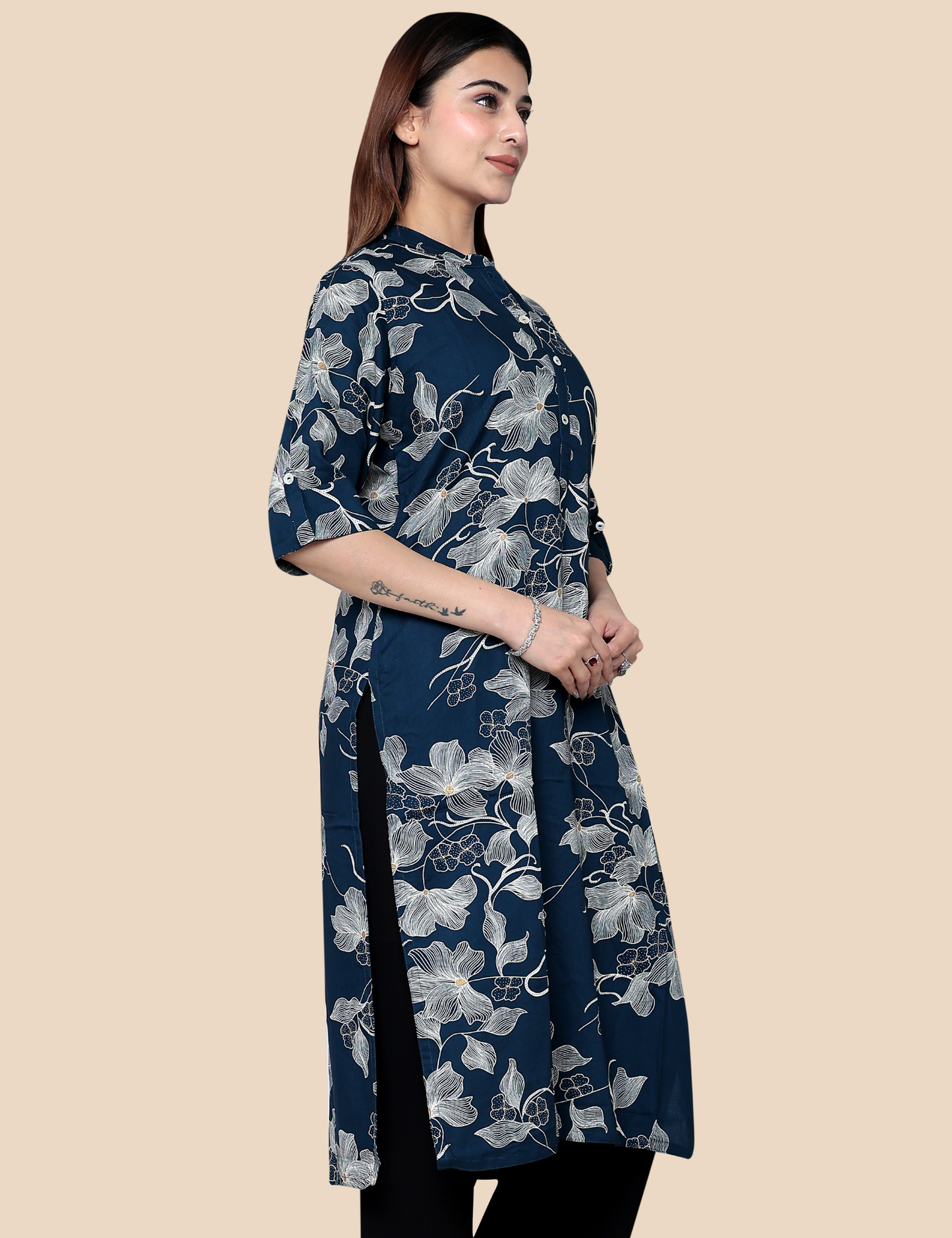 Indigo blue kurti print detail