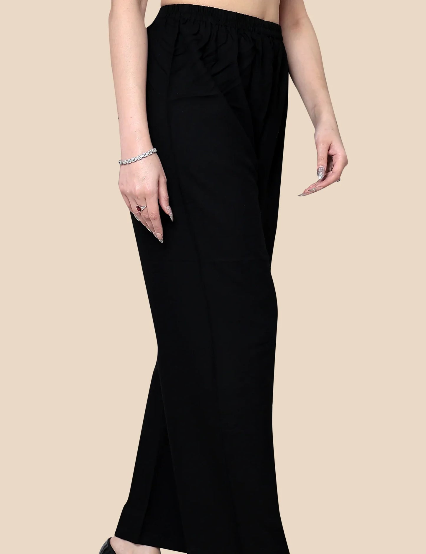 Women’s Black Plain Cotton Palazzo
