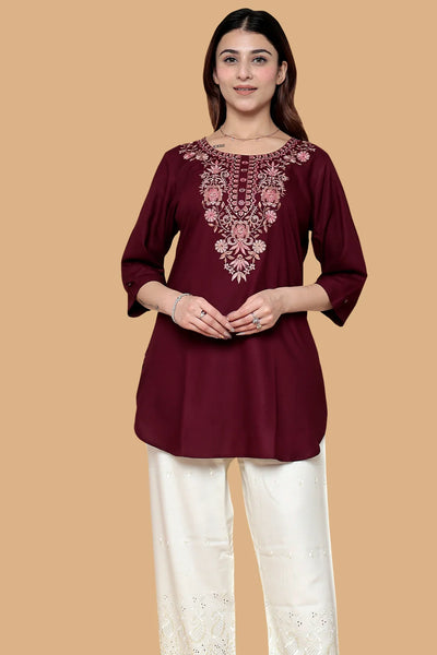 Red Printed Short Kurti for Women
