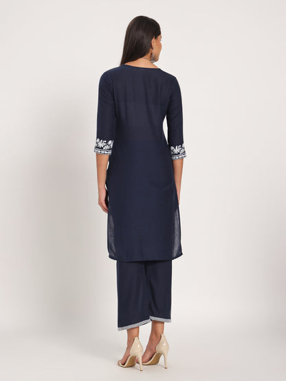 Classic Navy Cotton Kurti Set