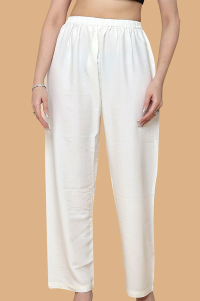 Women’s Cream Plain Cotton Palazzo