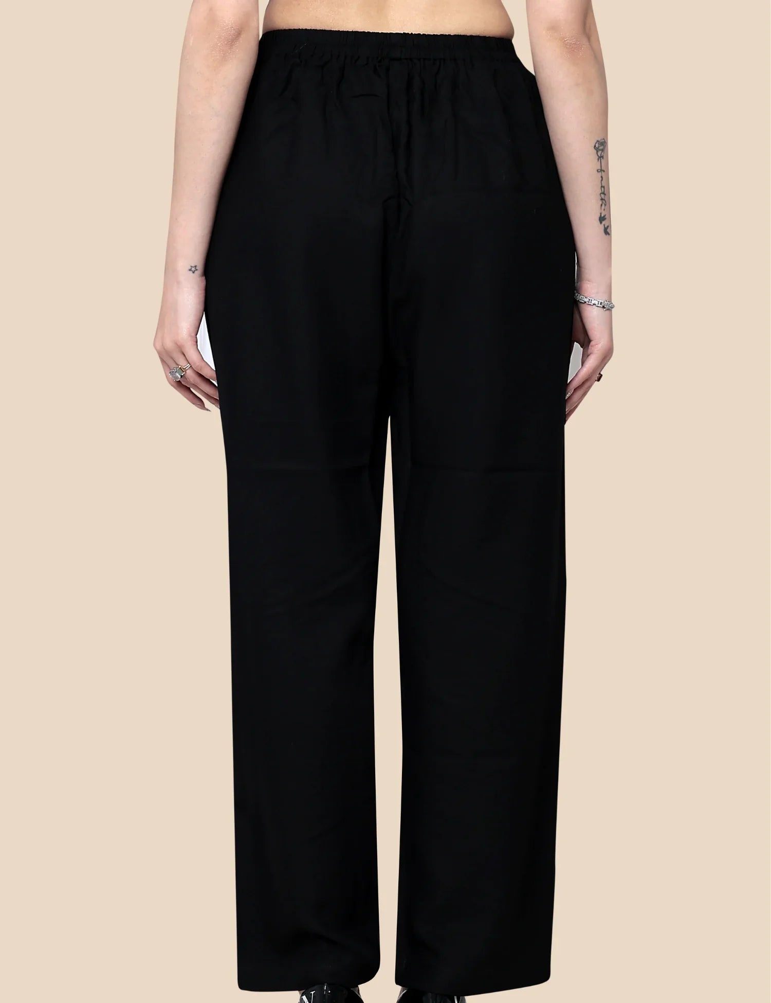 Women’s Black Plain Cotton Palazzo