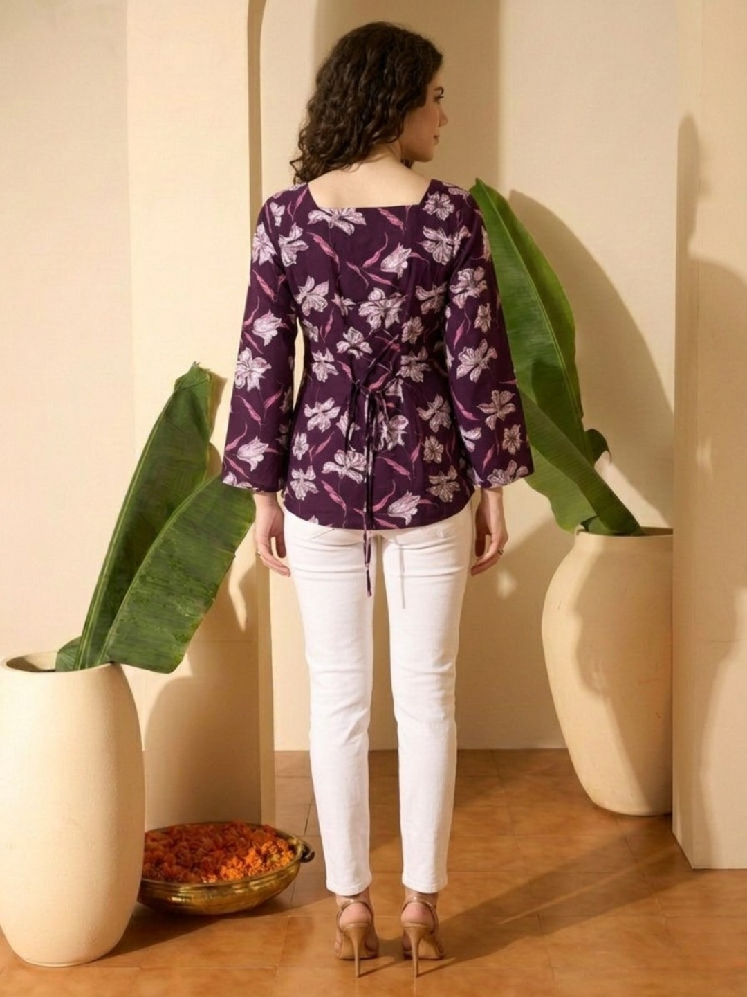 Vine flower print kurti