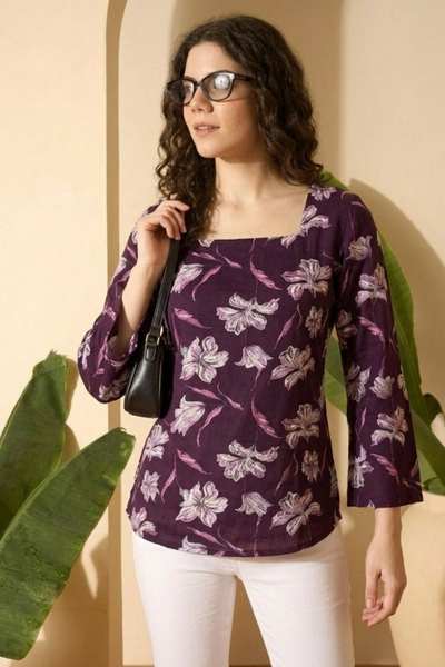 Vine flower print kurti