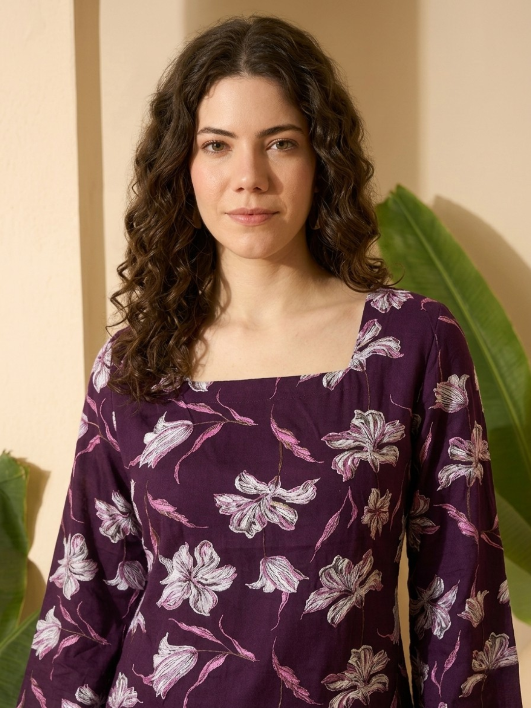 Vine flower print kurti