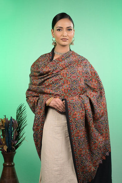 The Kashmir Jama Black Kashmiri Shawl