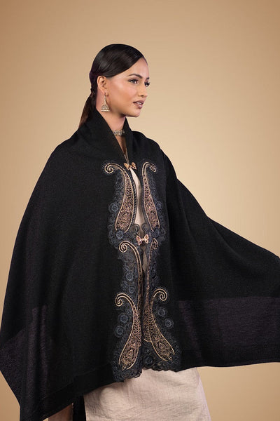 Doble Paisley Motif Cape Knitted Woolen Stole