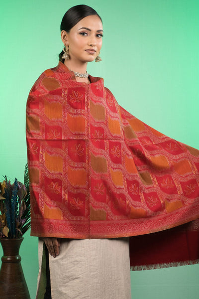 Gulnaar Crimson Kaani Winter Stole
