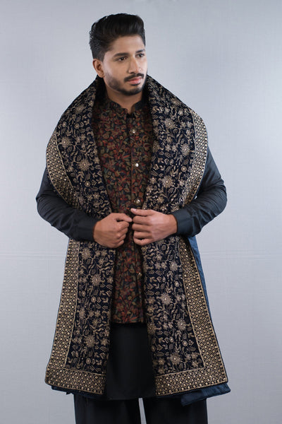 Unisex Midnight Blossom Velvet Shawl