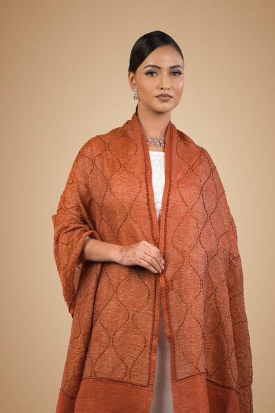Swarna Amber Jaal Embellished Wool Stole