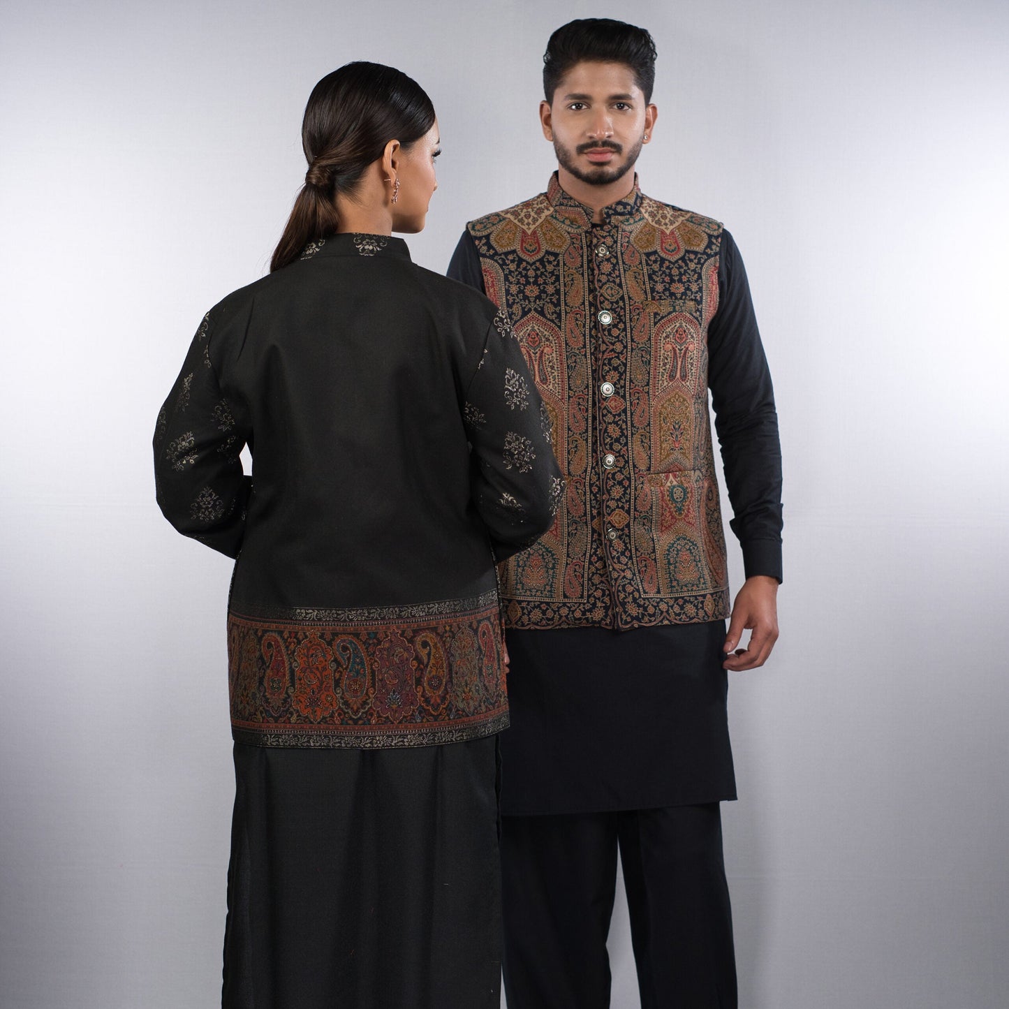 Shahi Zari Ladies Jacket & Kaani Nehru Mens Coat