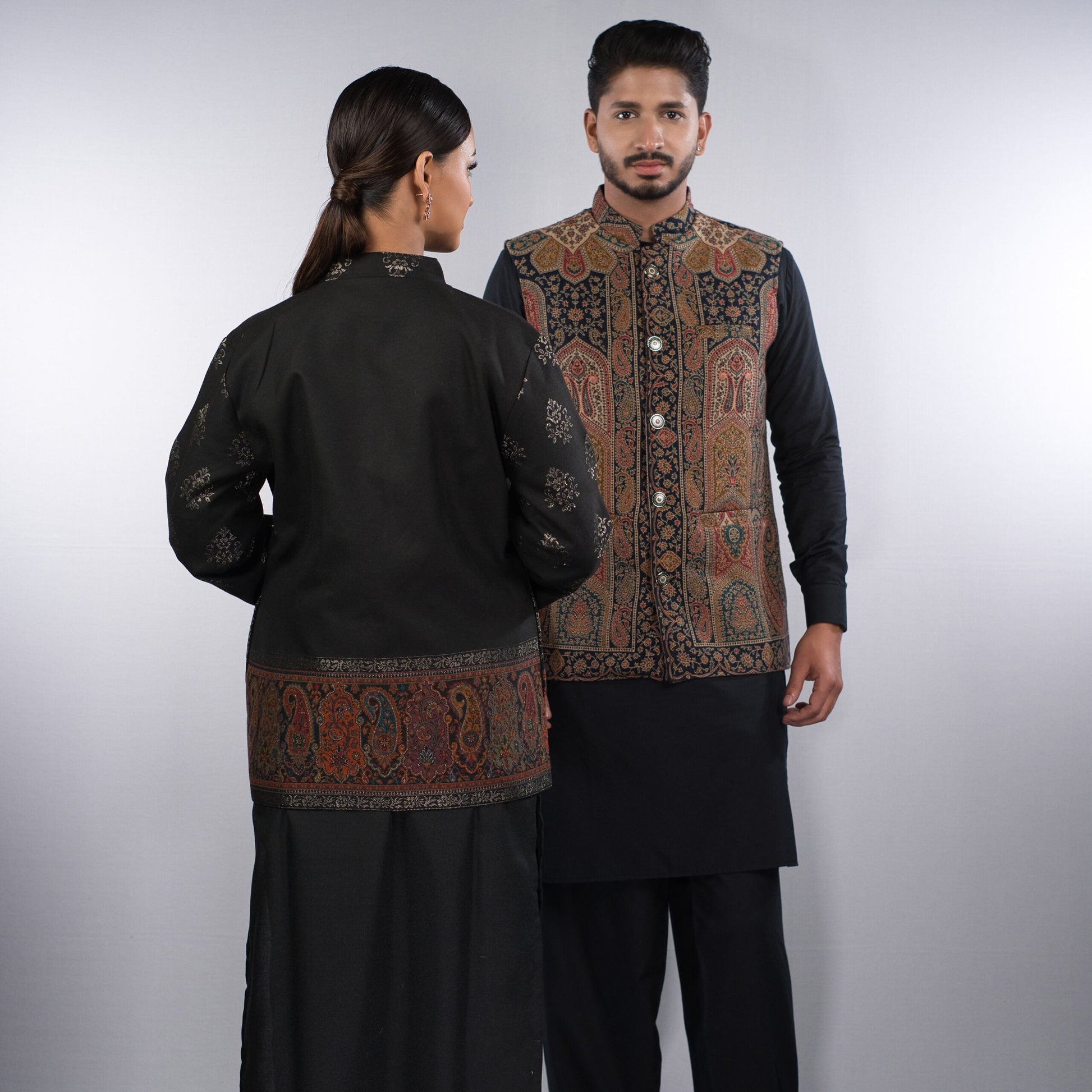 Shahi Zari Ladies Jacket & Kaani Nehru Mens Coat