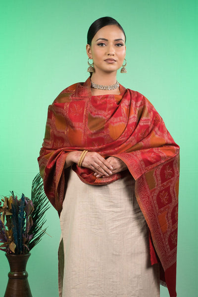 Gulnaar Crimson Kaani Winter Stole