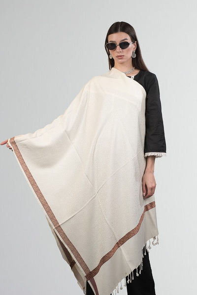 Self Paisley Weave Dorado Border Kaani Shawl