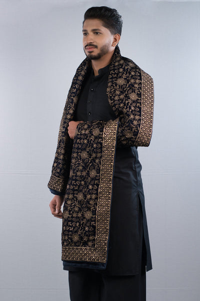 Unisex Midnight Blossom Velvet Shawl