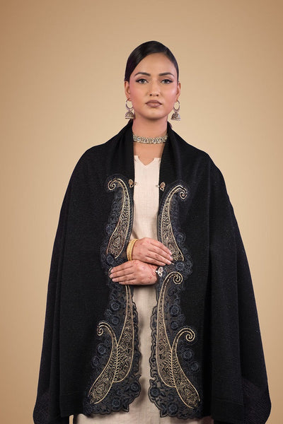 Doble Paisley Motif Cape Knitted Woolen Stole