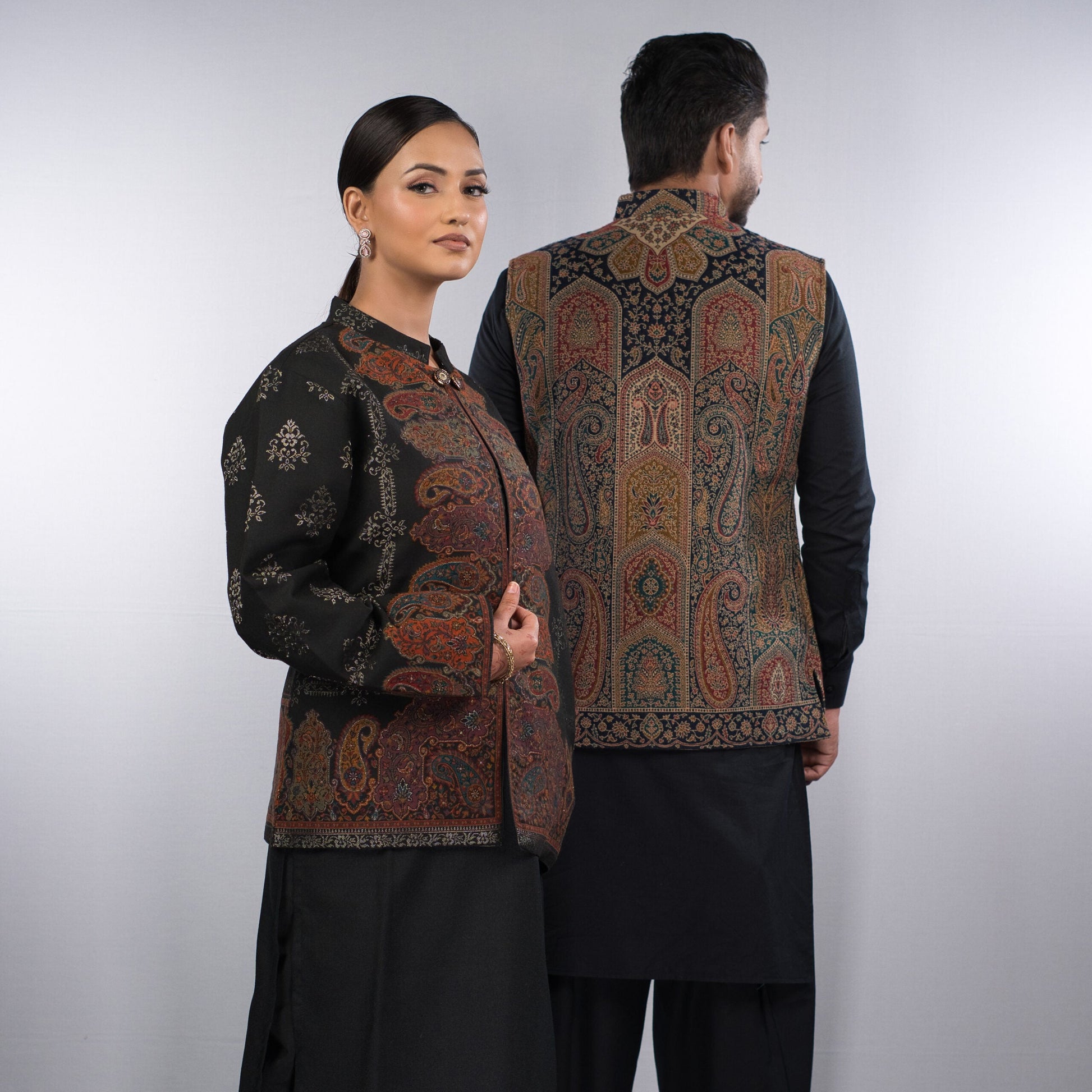 Shahi Zari Ladies Jacket & Kaani Nehru Mens Coat