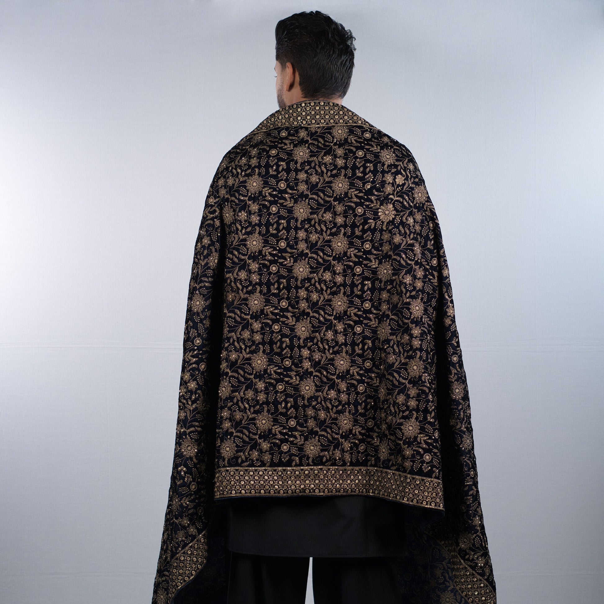 Unisex Midnight Blossom Velvet Shawl