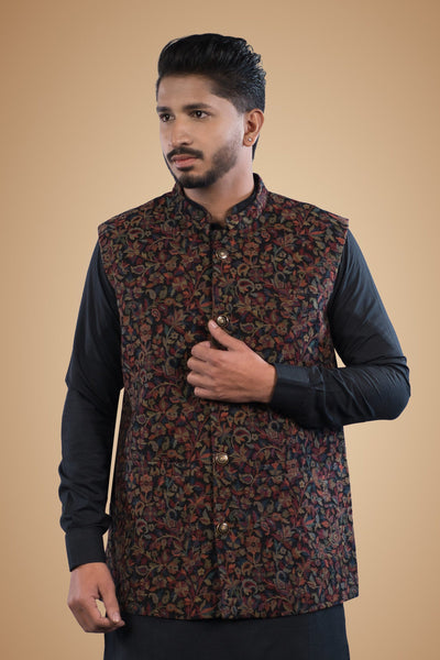 Pure Wool Paisley Motif Waistcoat for Men