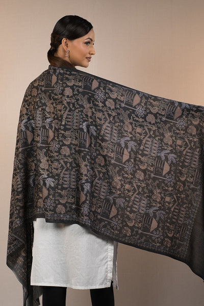 Hut Jaal Black Kashmiri Shawl