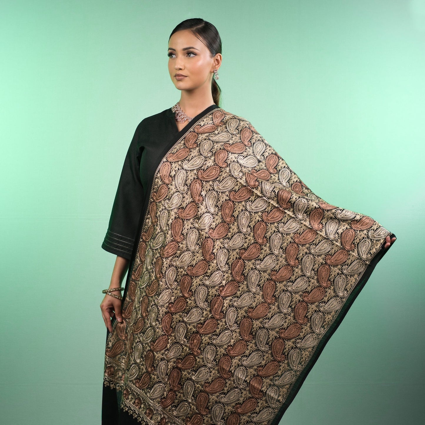 Komal Kashmir Stole texture close-up
