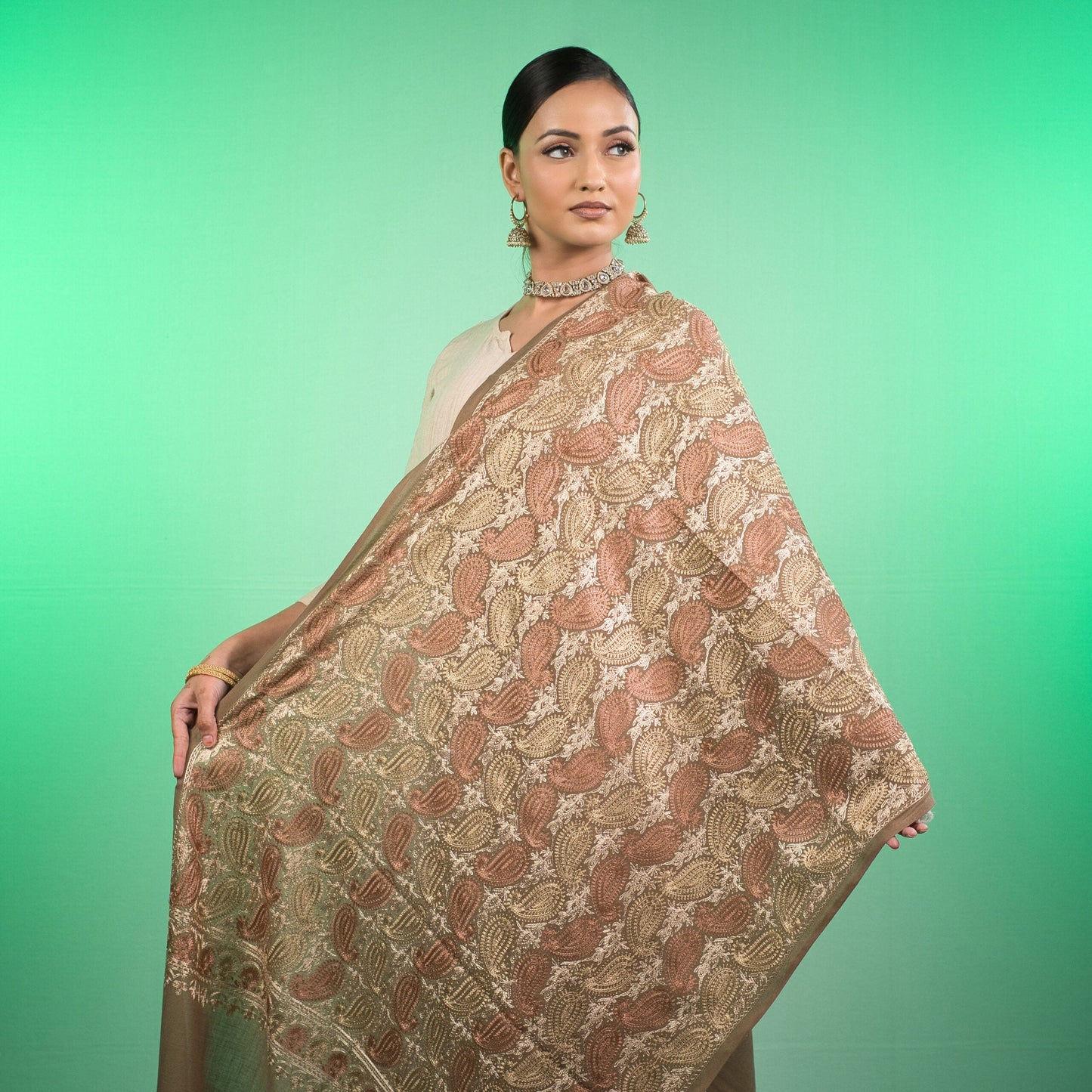 Komal Kashmir Stole draped detail