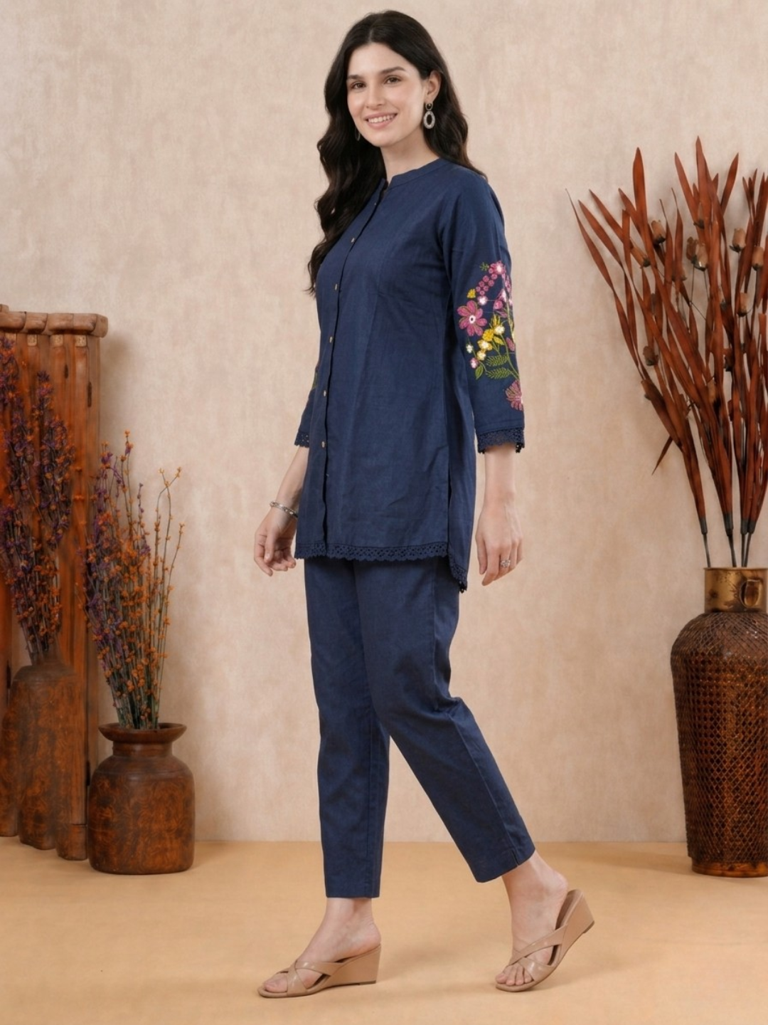Pure Cotton Coord Set glass work embroidery detail