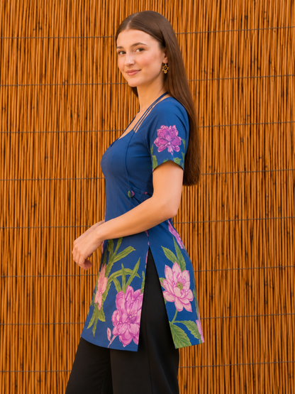 Pure Cotton Floral Print Short Kurti for Women