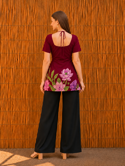 Pure Cotton Floral Print Short Kurti for Women