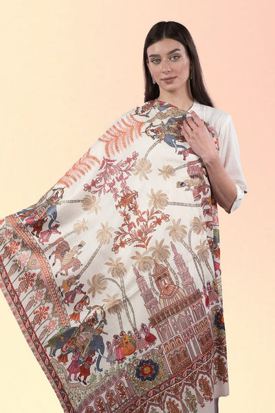 The Royal Caravan Kashmiri Embroidery Shawl