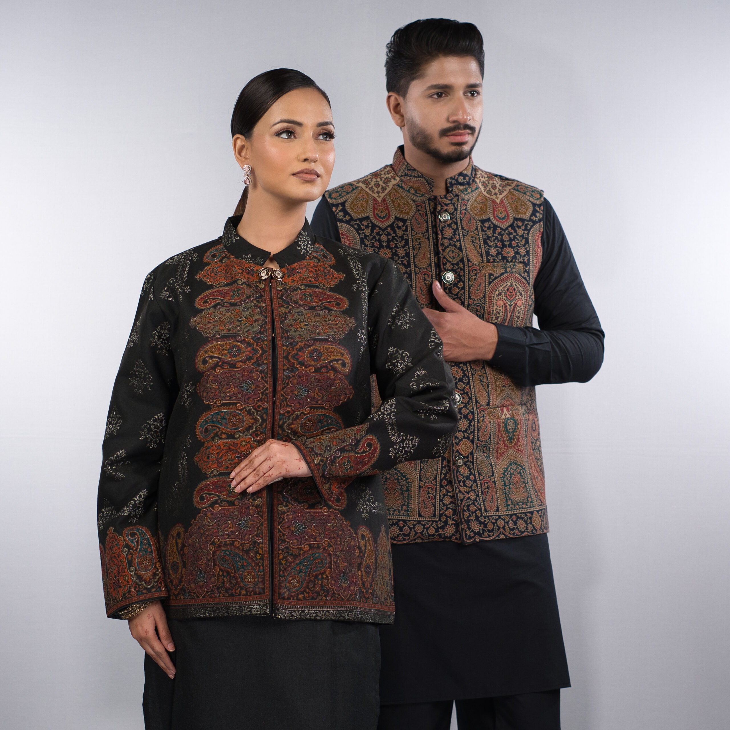 Shahi Zari Ladies Jacket & Kaani Nehru Mens Coat