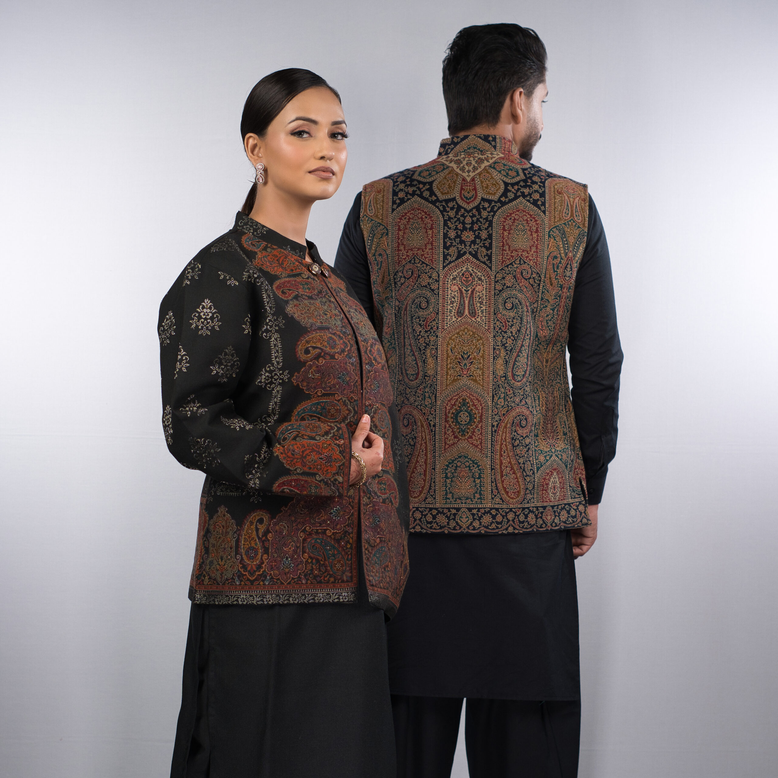 Shahi Zari Ladies Jacket & Kaani Nehru Mens Coat - Image 2