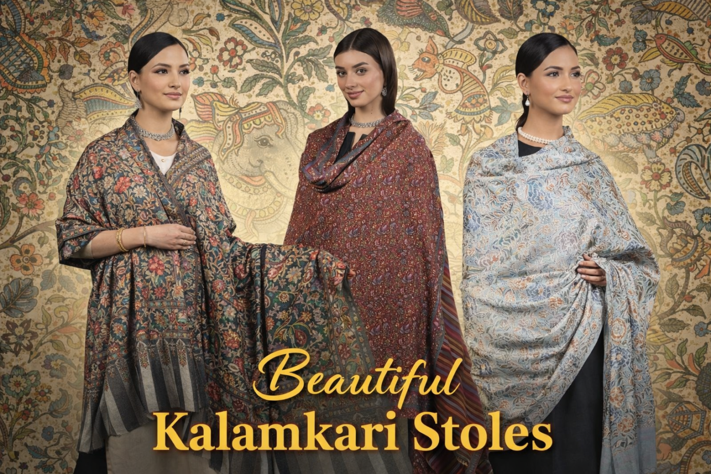 beautiful kalamkari stoles