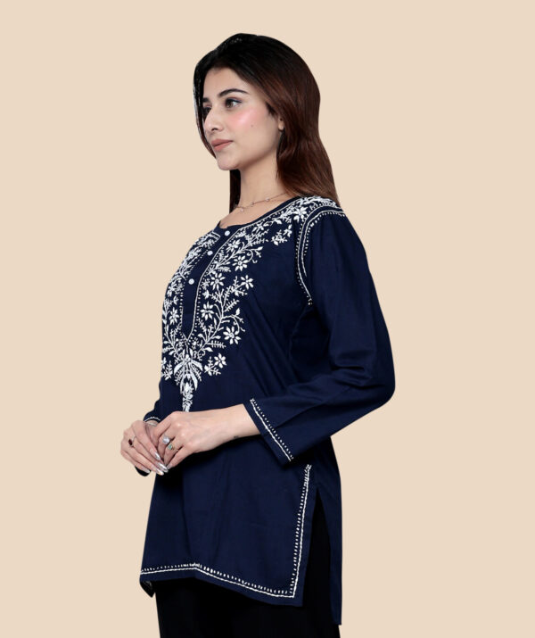 Alternative view of ELEGENT NAVY BLUE SHORT EMBROIDERED KURTI