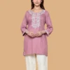 Baby Pink Embroidered Short Kurti for Women