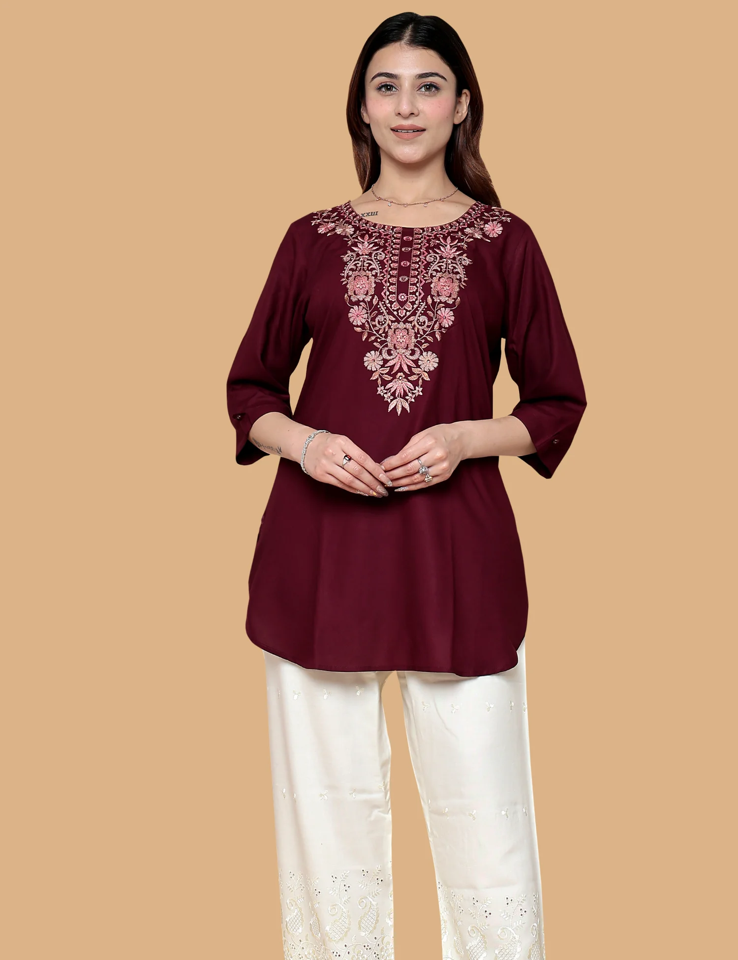 Red Printed Short Kurti