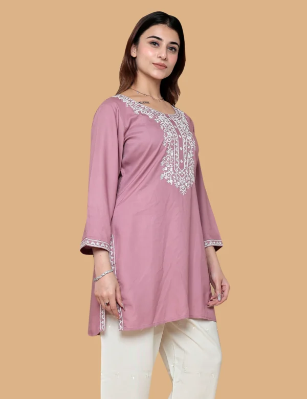 Alternative view of BABY PINK EMBROIDERED SHORT KURTI