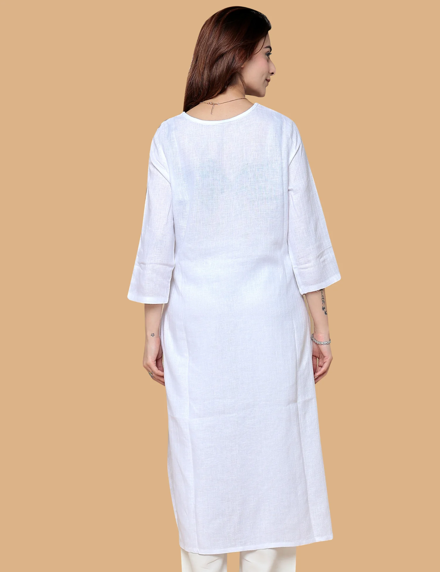 White Multi Embroidered Kurti - Image 4