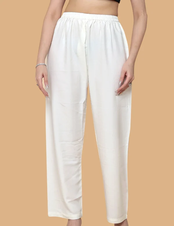 Cream Plain Cotton Palazzo